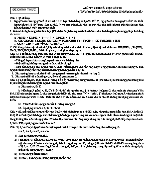 Đề thi môn thi Hoá học lớp 10